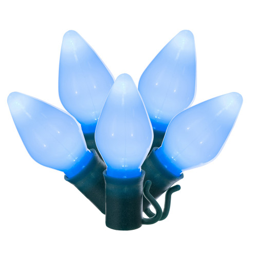 VIC-X8GC769 - 25 Lights LED C7 Teal Ceramic Green Wire 8"Sp 16'L - Vickerman