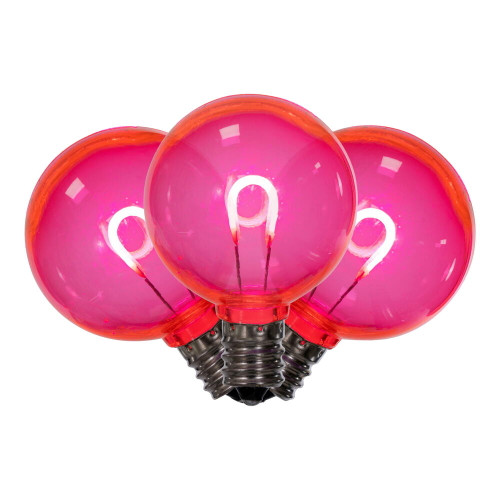 VIC-XG40TU09-25 - G40 Transparent Filament Pink Bulb .6W, 25-Pack - Vickerman