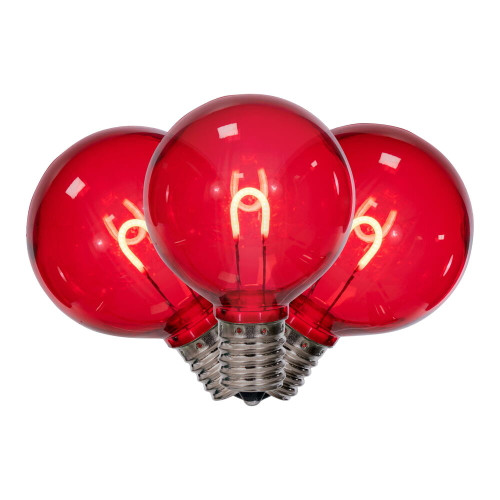 VIC-XG50TU03-25 - G50 Transparent Filament Red Bulb .6W, 25-Pack - Vickerman