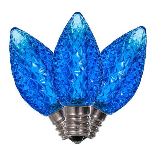 VIC-XLEDC72T-25 - C7 Faceted LED Blue Twinkle Bulb, 25-Pack - Vickerman