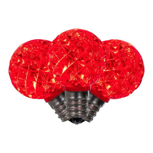 VIC-XLEDG33-25 - G30 Faceted LED Red Bulb E12 .6W, 25-Pack - Vickerman