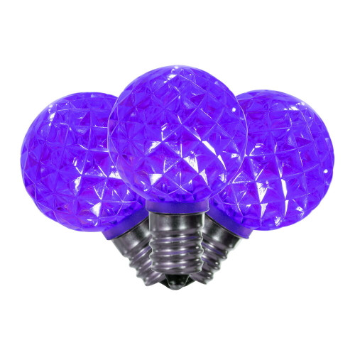 VIC-XLEDG36-25 - G30 Faceted LED Purple Bulb E12, 25-Pack - Vickerman