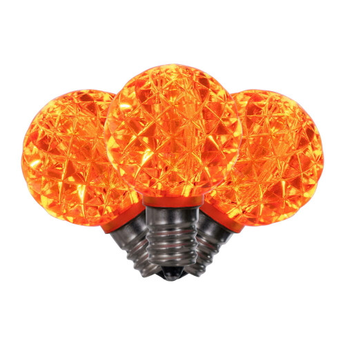 VIC-XLEDG38-25 - G30 Faceted LED Orange Bulb E12, 25-Pack - Vickerman