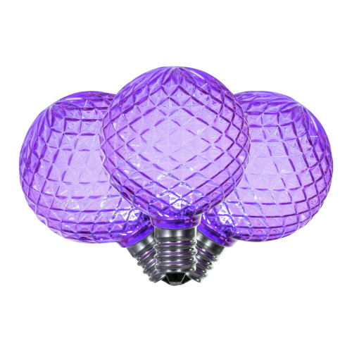 VIC-XLEDG46-25 - G40 Faceted LED Purple Bulb E12, 25-Pack - Vickerman