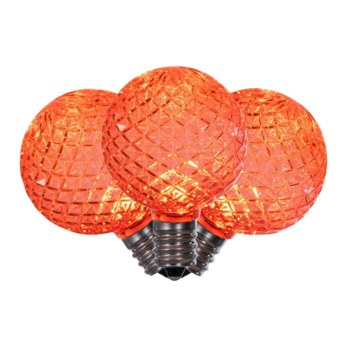 VIC-XLEDG48-25 - G40 Faceted LED Orange Bulb E12, 25-Pack - Vickerman