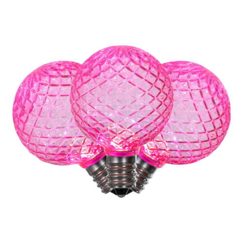 VIC-XLEDG49-25 - G40 Faceted LED Pink Bulb E12 .6W, 25-Pack - Vickerman