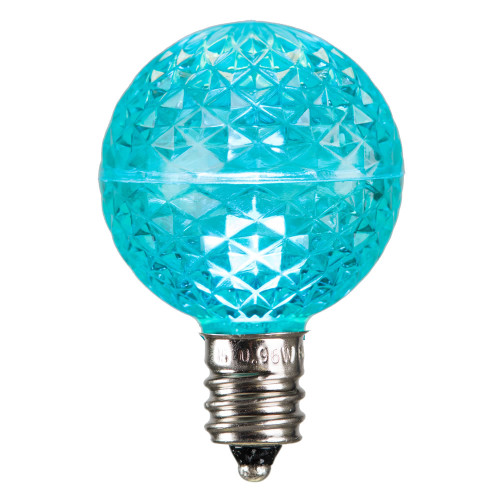 VIC-XLEDG4L-25 - G40 Faceted LED Teal Bulb E12 .6W, 25-Pack - Vickerman
