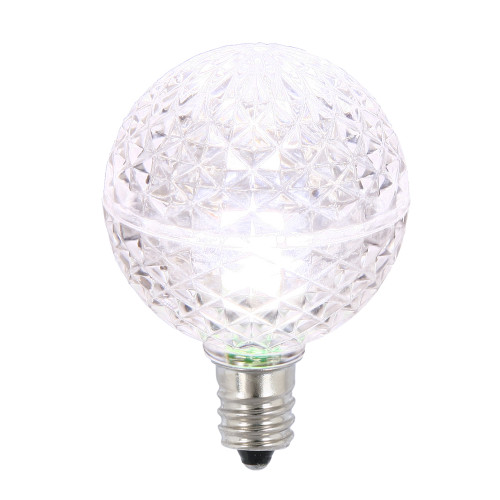 VIC-XLEDG4P-25 - G40 Faceted LED Pure White Bulb E12, 25-Pack - Vickerman