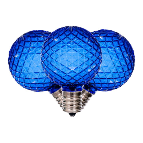 VIC-XLEDG62-25 - G50 Faceted LED Blue Bulb E17 .8W, 25-Pack - Vickerman