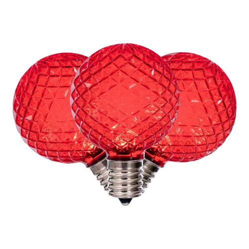 VIC-XLEDG63-25 - G50 Faceted LED Red Bulb E17 .8W, 25-Pack - Vickerman
