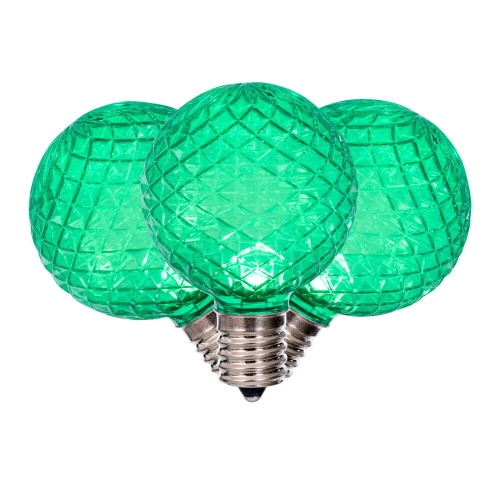 VIC-XLEDG64-25 - G50 Faceted LED Green Bulb E17 .8W 25 Bag - Vickerman