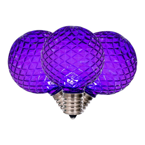 VIC-XLEDG66-25 - G50 Faceted LED Purple Bulb E17, 25-Pack - Vickerman