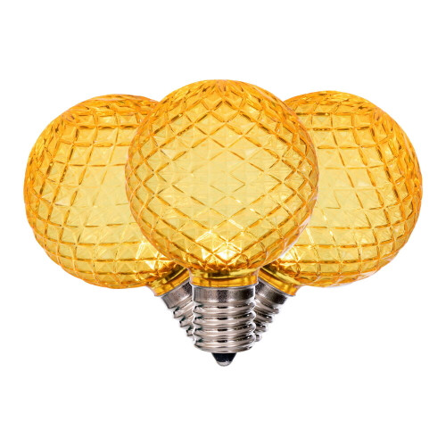 VIC-XLEDG67-25 - G50 Faceted LED Yellow Bulb E17, 25-Pack - Vickerman