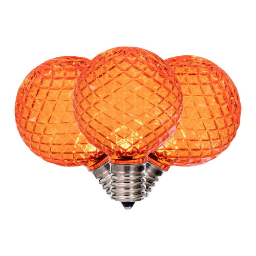 VIC-XLEDG68-25 - G50 Faceted LED Orange Bulb E17, 25-Pack - Vickerman