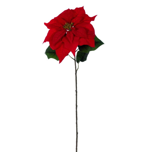 VIC-RB261328 - 28" Red Holly Poinsettia 13" Flower, 3-Pack - Vickerman