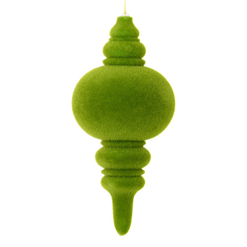 VIC-MC273164W - 10" Moss Green Flocked Finial Ornament, 3-Pack - Vickerman