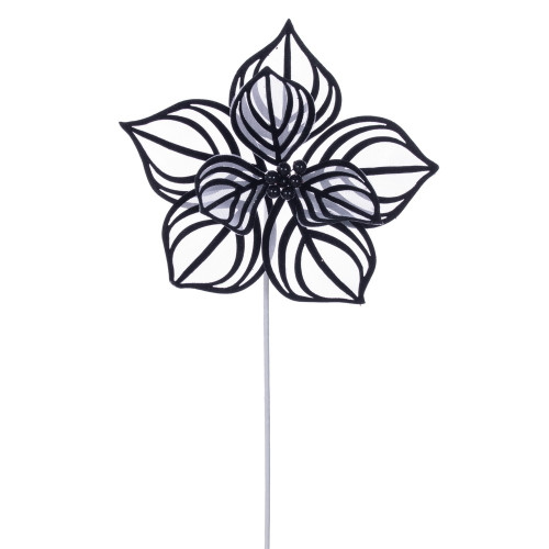 VIC-RG261501 - 17" Ivory Lined Poinsettia 11.5" Flower, 3-Pack - Vickerman
