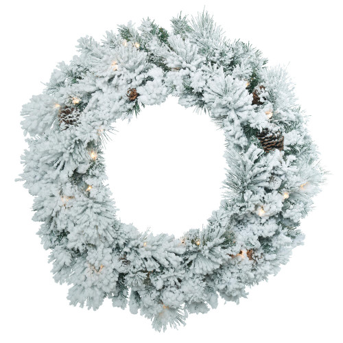 VIC-B160331 - 30" Flocked Ashton Wreath Dura-lit 50 CL - Vickerman