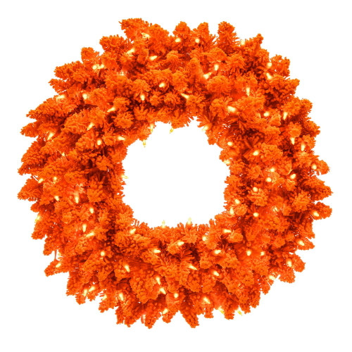 VIC-K260325LED - 24" Flocked Orange Fir Dura Lit 50 Orange - Vickerman