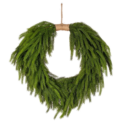 VIC-EH261129 - 28" Green Norfolk Pine Heart Wreath FT - Vickerman