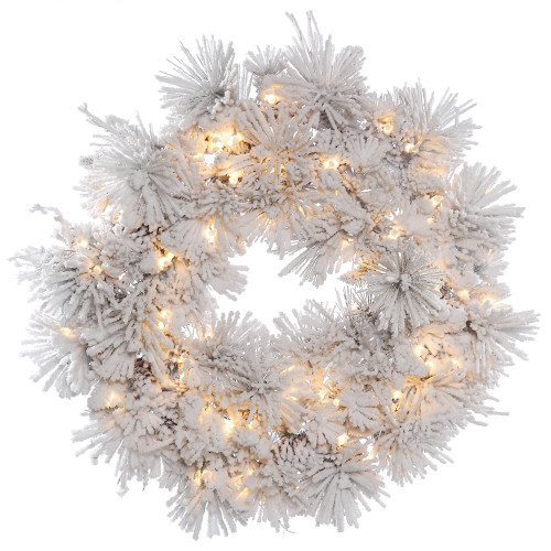 VIC-A155331 - 30" Flocked Alberta Wreath W/Cones Dura 50 CL - Vickerman