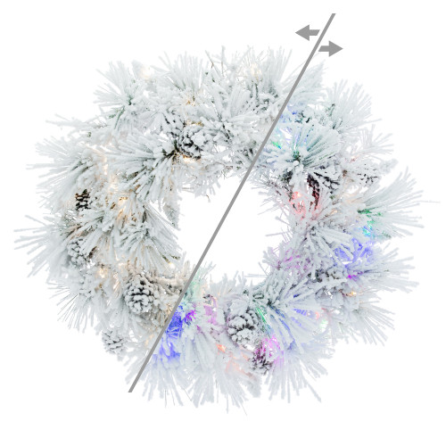 VIC-A264532LEDCC - 30" Flocked Mountain Wreath 5mm 50 CC - Vickerman