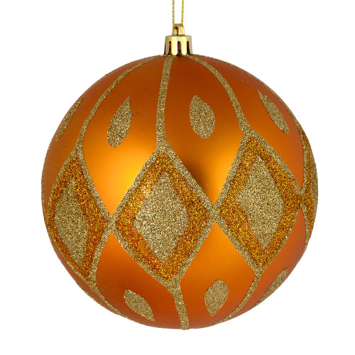 VIC-N188030D - 4" Antique Gold Matte Glitter Diamond, 4-Pack - Vickerman
