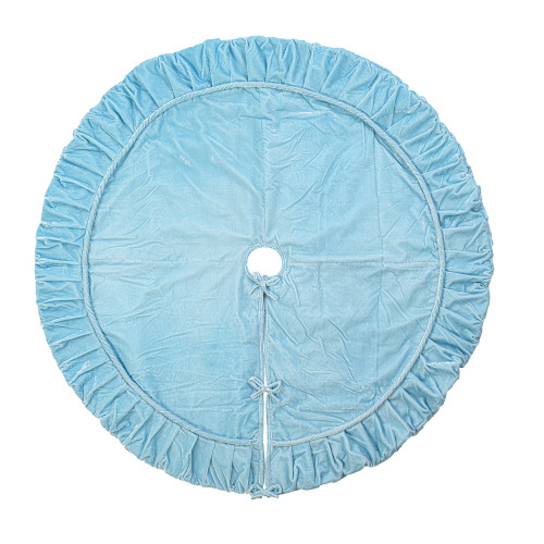 VIC-QTX178511 - 60" Plush Baby Blue Velvet Tree Skirt - Vickerman