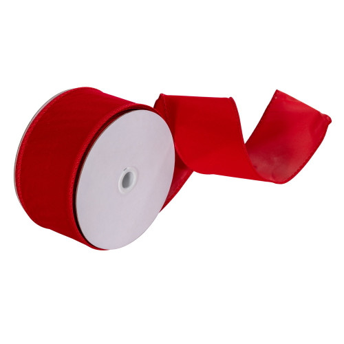 VIC-L131304 - 4" Red Velvet Wired Outdoor Ribbon 25 Yd - Vickerman