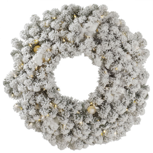 VIC-A146931LED - 30" Flocked Kodiak Wreath LED 100 Pw+g40 - Vickerman
