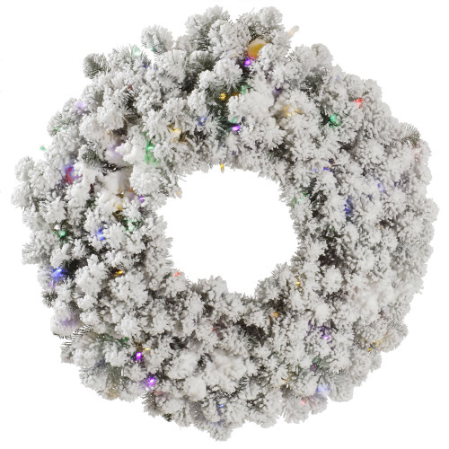 VIC-A146932LED - 30" Flocked Kodiak Wreath LED 100 Mu/g40 - Vickerman