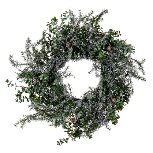 VIC-EH214426 - 26" Snow Cedar/Eucalyptus Wreath - Vickerman