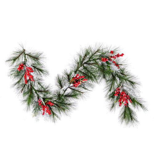 VIC-G213014 - 6'x16" Frosted Garland Red/Green Decor 55T - Vickerman