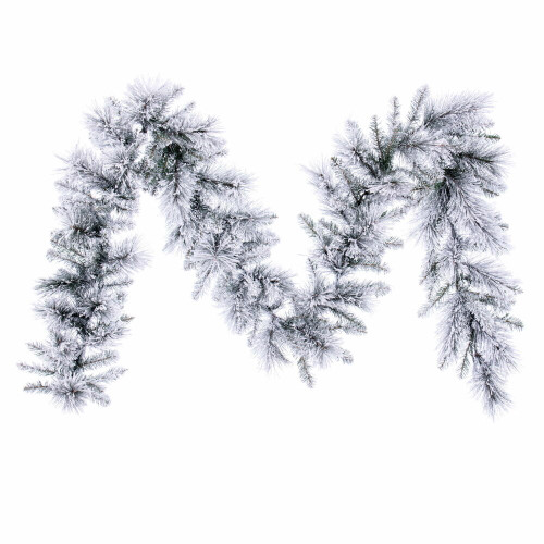 VIC-G225714 - 9' x 14" Flocked Jackson Pine Garland 160T - Vickerman