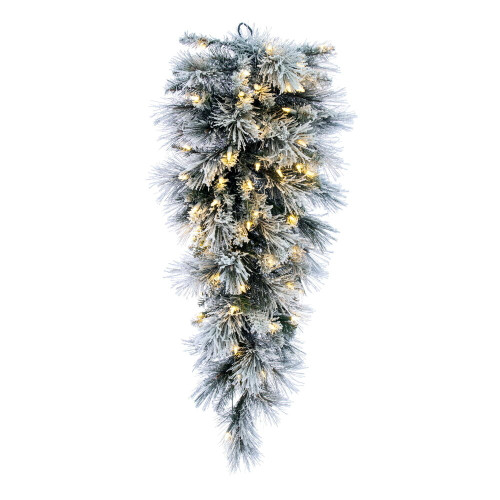 VIC-G225837LED - 36" Flocked Jackson Tear Drop Dura L 100 Warm White - Vickerman