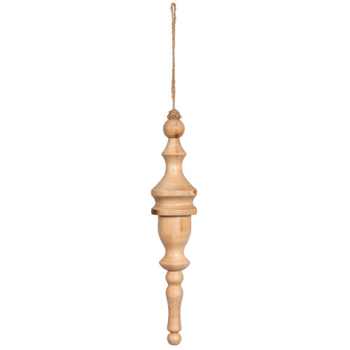 VIC-JE222112 - 12" Lights Nat Turned Wood Finial Ornt, 2-Pack - Vickerman