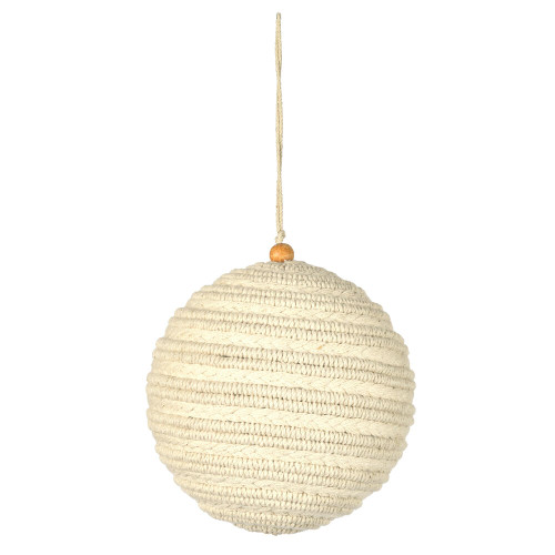 VIC-JE230106 - 5.5" White Braided Cotton Ball Ornament, 2-Pack - Vickerman