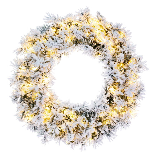 VIC-K232125LED - 24" Frosted Glacier Wreath 3mm 150 Warm White - Vickerman