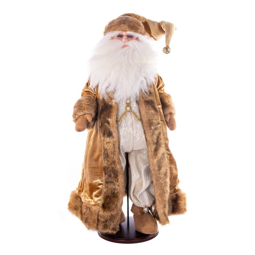 VIC-KV210928 - 28" Mocha Velvet Santa Doll With Stand - Vickerman