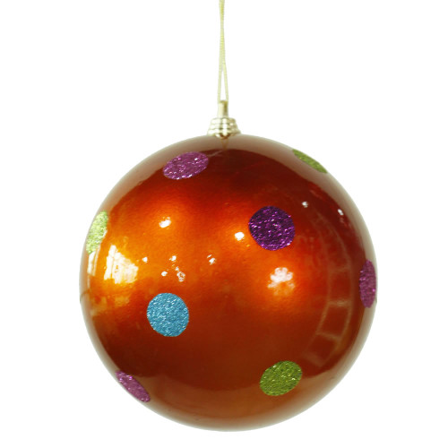 VIC-M120218 - 5.5" Burnish Orange Candy Polka Dot Ball - Vickerman