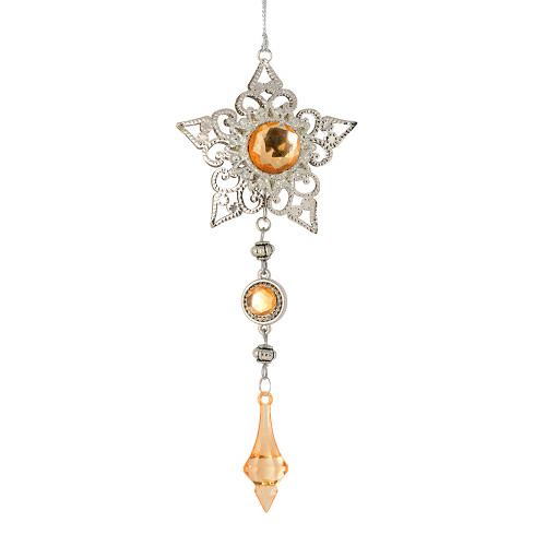 VIC-M189258 - 6.5" Rose Gold Metal Star Dangle Ornament 2Bg - Vickerman