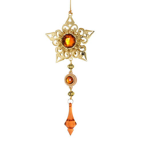 VIC-M189276 - 6.5" Mocha Metal Star W/Dangle Ornament, 2-Pack - Vickerman