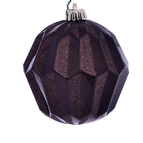 VIC-MC190875D - 5" Chocolate Glitter Faceted Ornament, 3-Pack - Vickerman