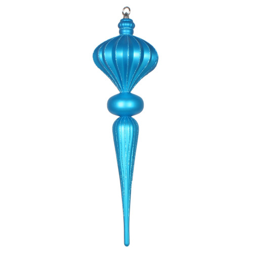 VIC-MT195312 - 21" Turquiose Matte Glitter Diamnd Fin Ornament - Vickerman