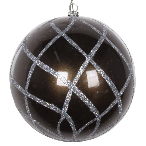 VIC-MT198187D - 4.75" Pewter Candy Glitter Net Ornament, 3-Pack - Vickerman