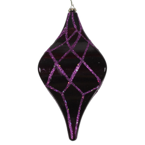 VIC-MT198426D - 8" Plum Candy Glitter Net Drop Ornament - Vickerman