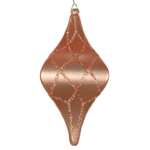 VIC-MT198458D - 8" Rose Gold Candy Glitter Net Drop Ornament - Vickerman