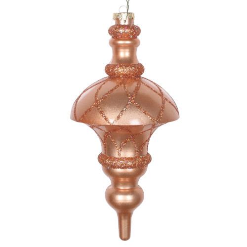 VIC-MT198758D - 10" Rose Gold Candy Glitter Net Top Ornament - Vickerman