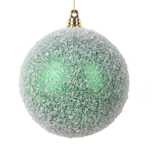 VIC-MT220104W - 4" Green Matte Snow Ornament, 4-Pack - Vickerman