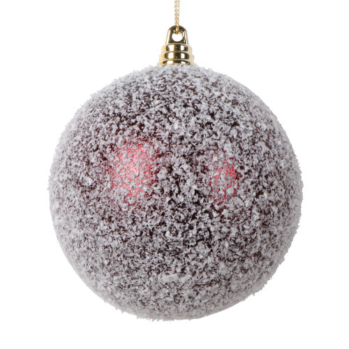 VIC-MT220165W - 4" Burgundy Matte Snow Ornament, 4-Pack - Vickerman